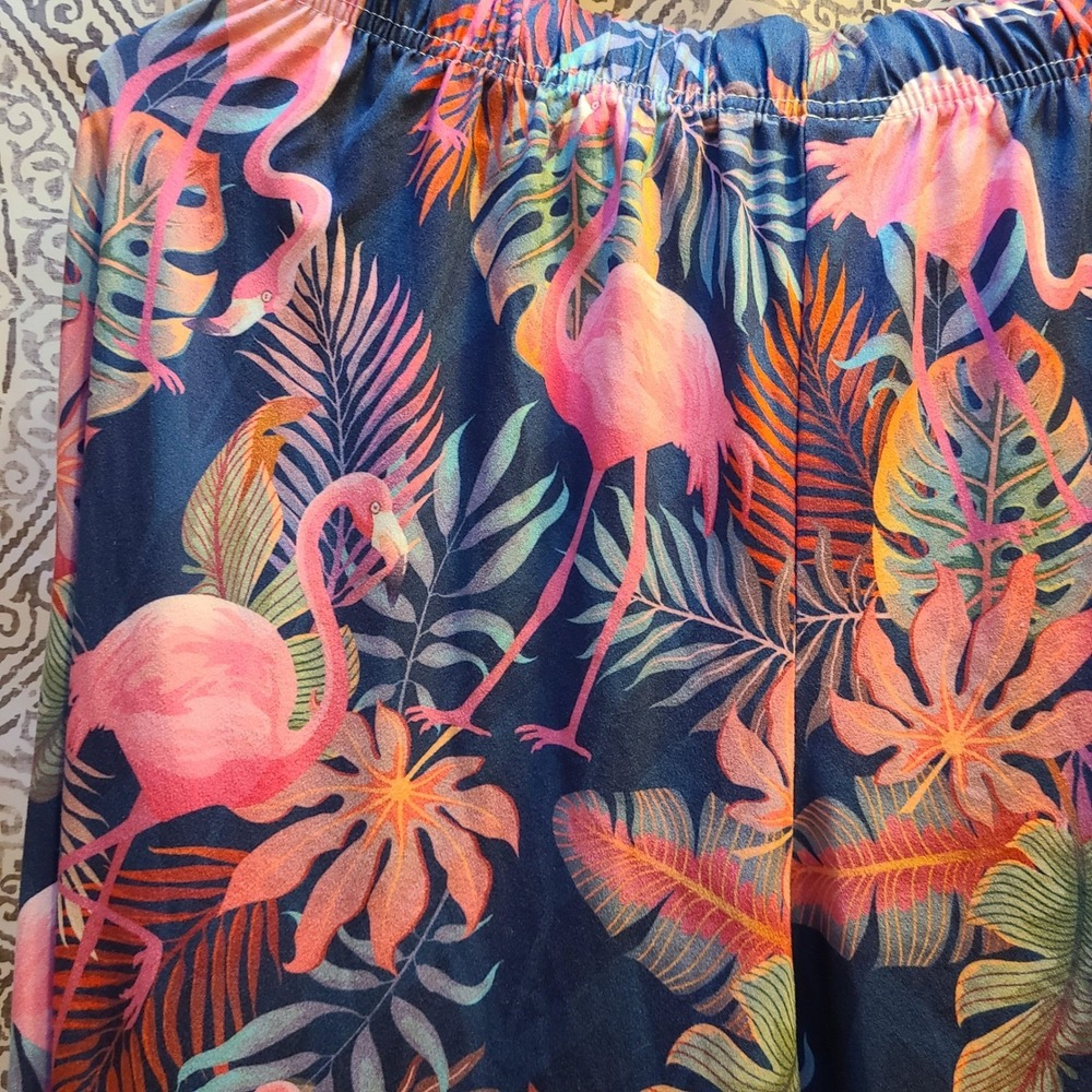 Brief Insanity Pajama Pants Womens Large Navy Pink Flamingo Tropical Excellent - Picture 5 of 8